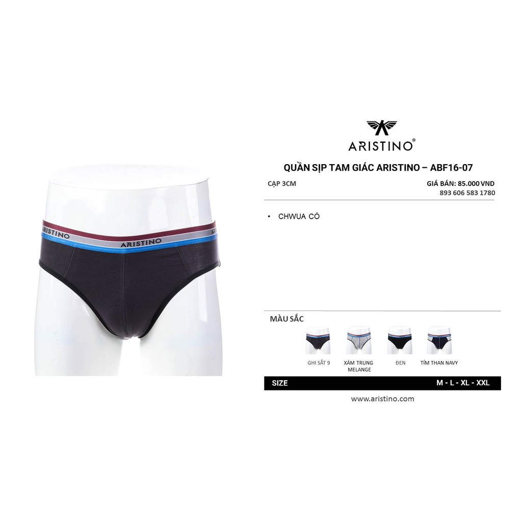 Quần lót nam ARISTINO dáng tam giác, viền chun ôm gọn gàng, trẻ trung và thoải mái - ABF1607