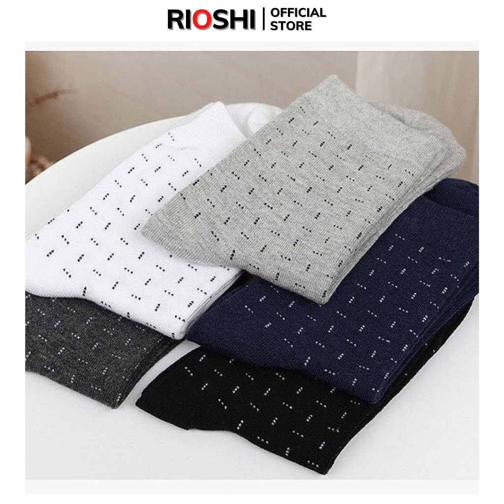 Tất nam công sở cao cổ 5 đôi kháng khuẩn cao cấp đóng hộp 5 màu Rioshi TN02 Tất vớ nam cổ trung hộp quà tặng bạn trai