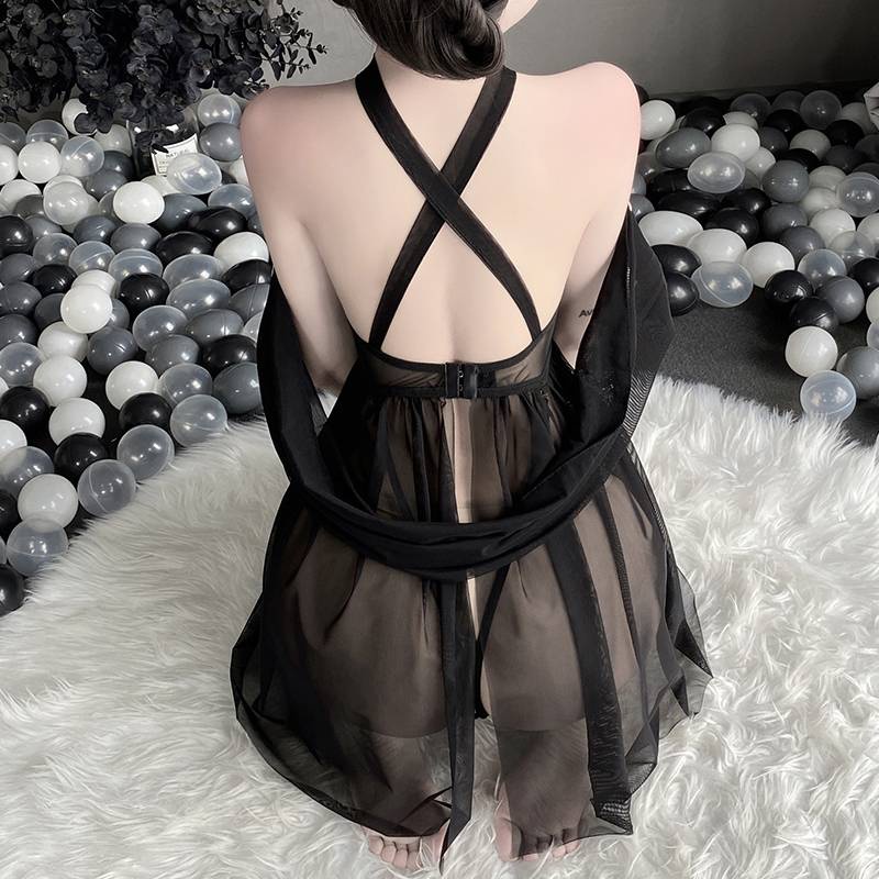 Bộ Đồ Ngủ Hai Dây Phối Ren Xuyên Thấu Gợi Cảm Cho Nữ