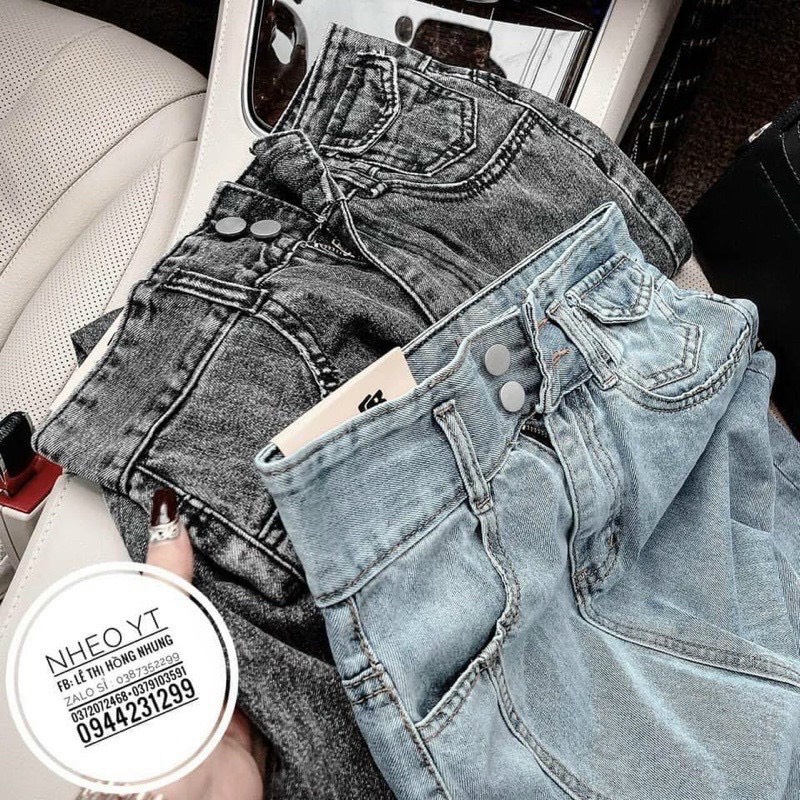 Chân Váy Jeans Dáng Dài Cạp Cao Xẻ Gấu Phong Cách Ulzzang