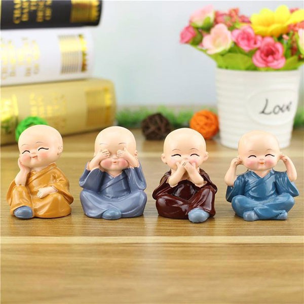 [ Gốm sứ ] bộ tượng 4 chú tiểu 6cm - tượng TỨ KHÔNG trang trí phong thủy