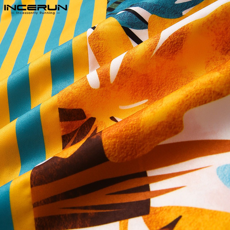 INCERUN Áo sơ mi nam in hình thiết kế thời trang