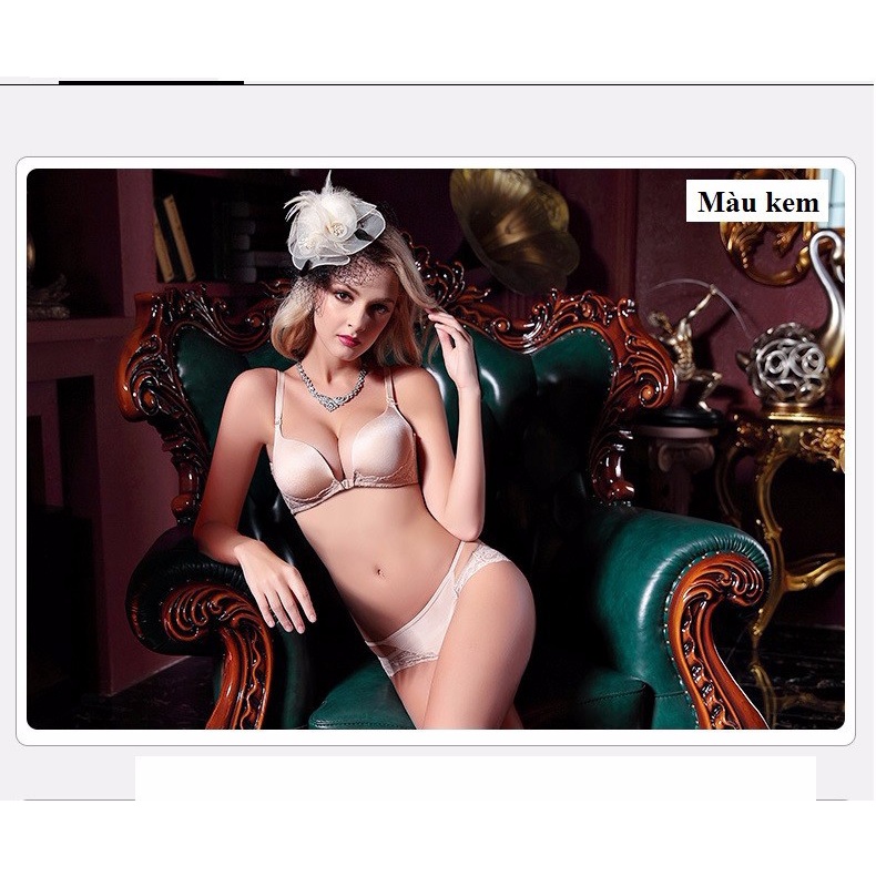 AFE-1009 Bộ quần áo lót nữ ren nâng ngực mút dày không gọng cài trước dành cho ngực nhỏ hàng nhập