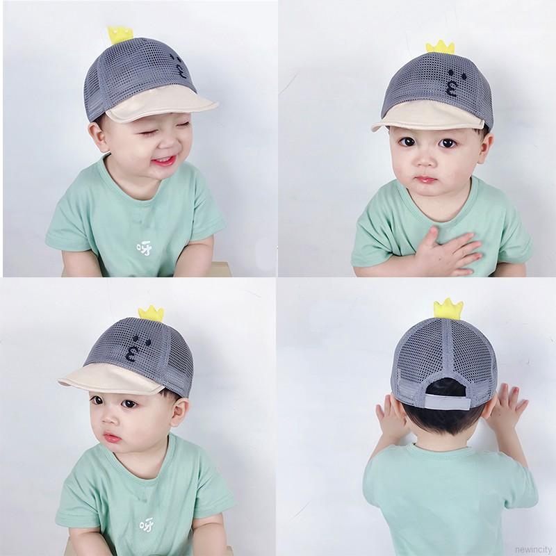 Nón lưỡi trai phối lưới in họa tiết hoạt hình phong cách Hàn Quốc cho bé