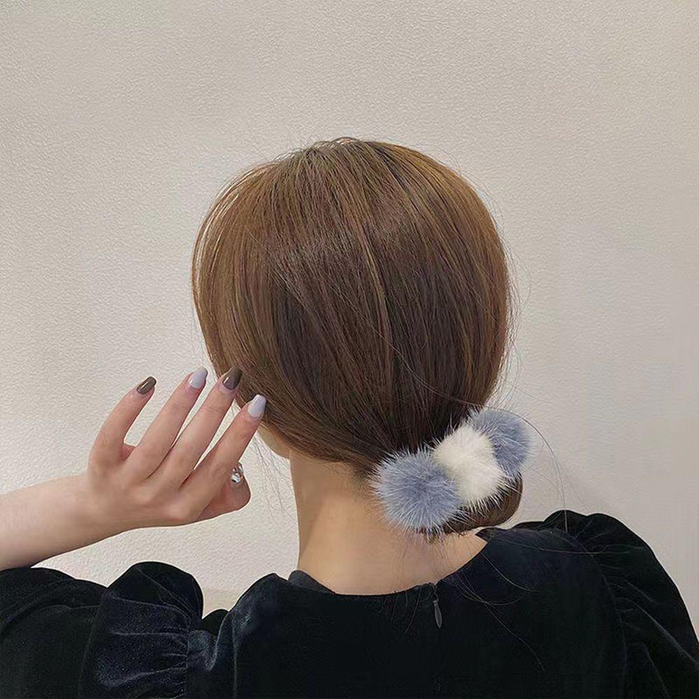 Kẹp Tóc Đính Hoa Vải Lông Dễ Thương Thời Trang