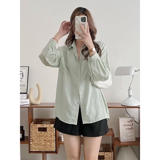 Áo sơmi lụa hàn oversize/Áo sơmi lụa tay phồng