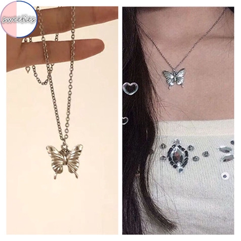 Dây Chuyền Mặt Bướm Mạ Bạc Phong Cách Cổ Điển