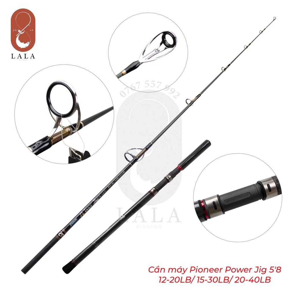 Cần câu Đọt cắm gốc đứng Pioneer Power Jig 1m72 (5'8) khoen pat fuji