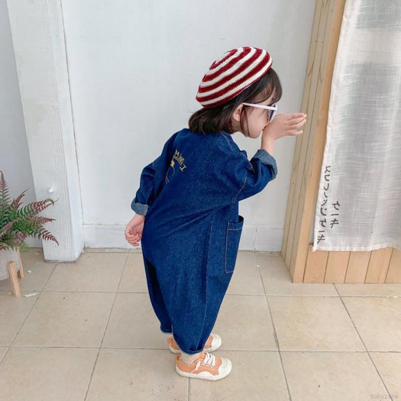 Áo liền quần dài tay đính nút thời trang cho bé