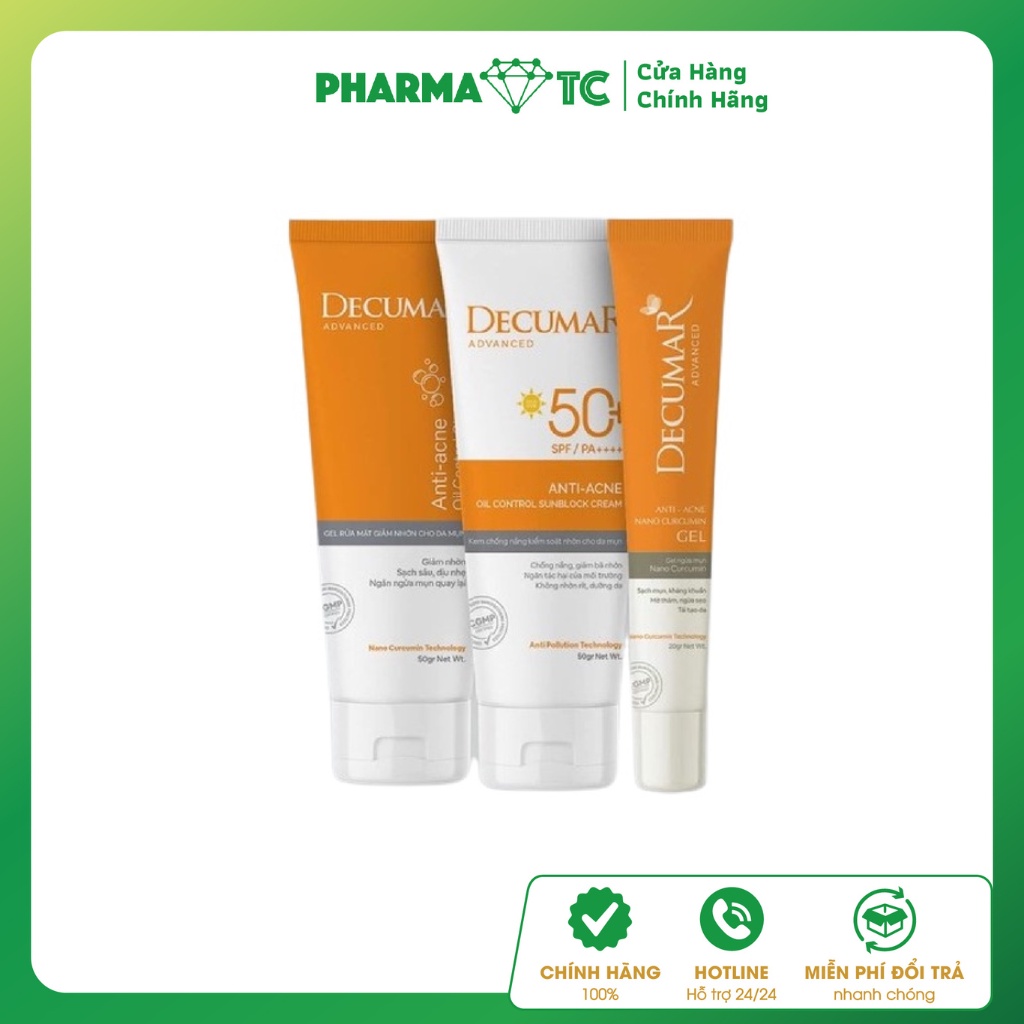 Kem nghệ Decumar, giúp giảm mụn, mờ vết thâm sẹo, cấp ẩm làm da mịn màng - Tuýp 20g - PharmaOTC