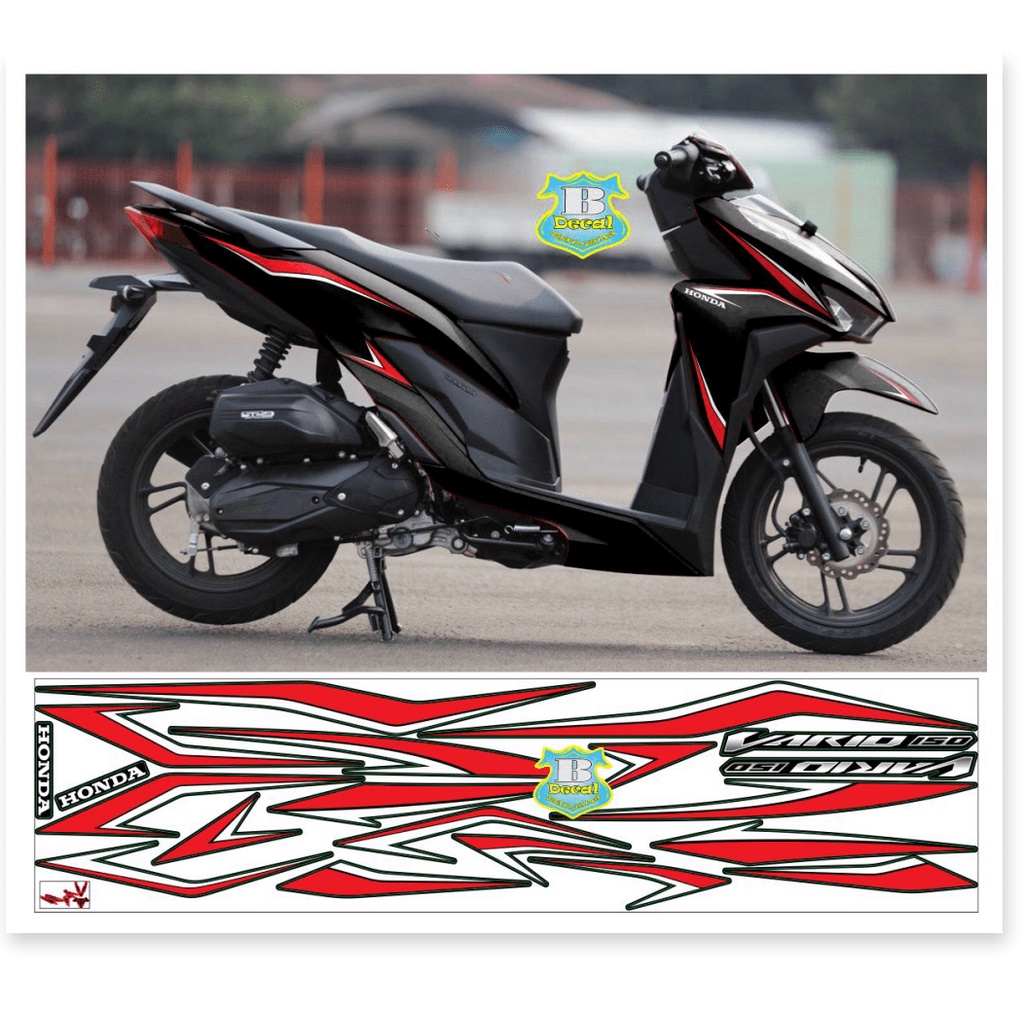 ( Quí khách vui lòng mang ra tiệm cho thợ dán ) Tem vario 150 đỏ đen mới