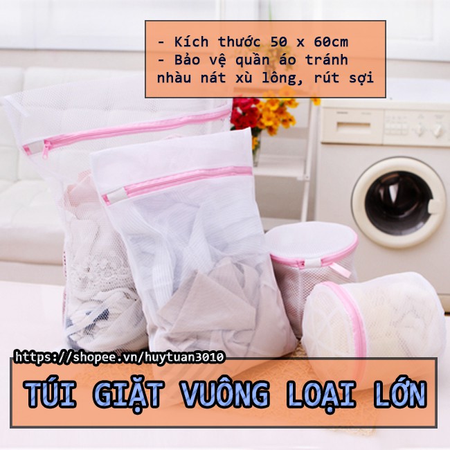 Túi lưới bảo vệ quần áo khi giặt máy size to 50x60cm