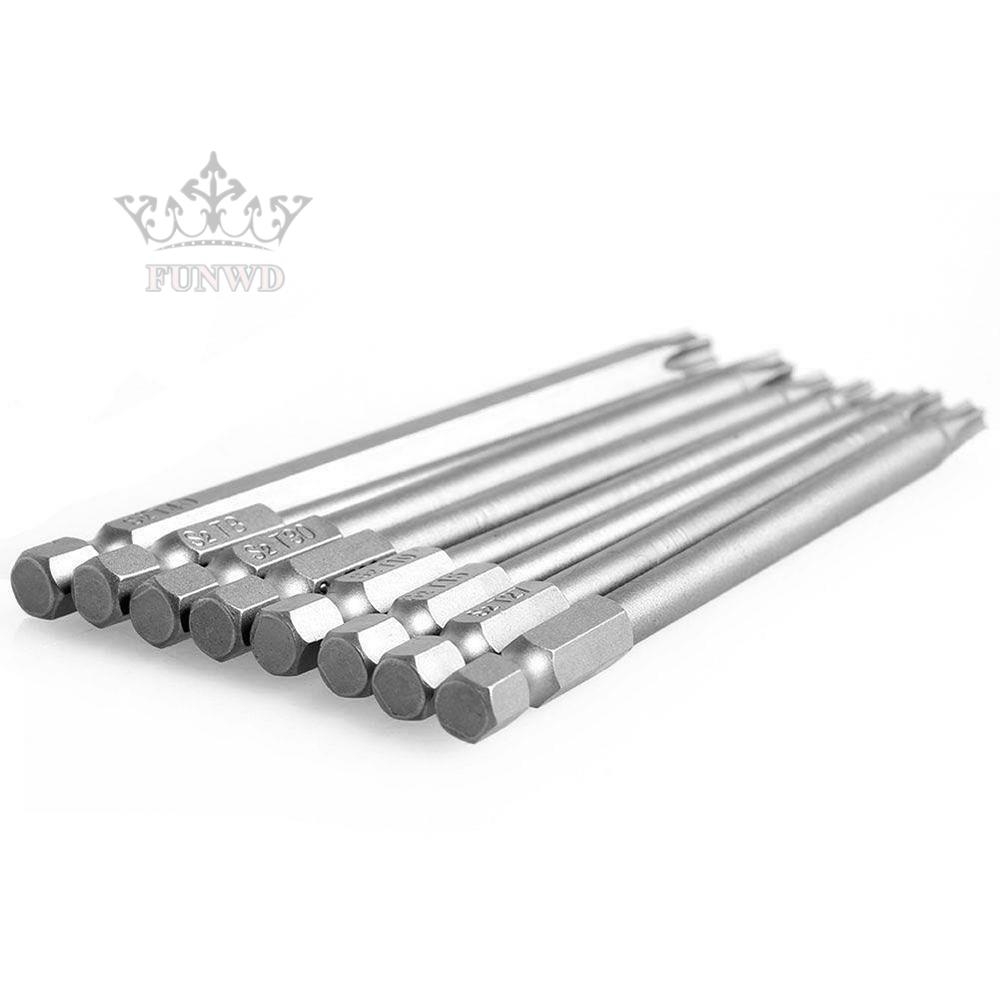 Torx Screwdriver Bit 1/4 inch Magnetic Head Drill Security Extra Long Silver Drivers Repair Workshop Equipment