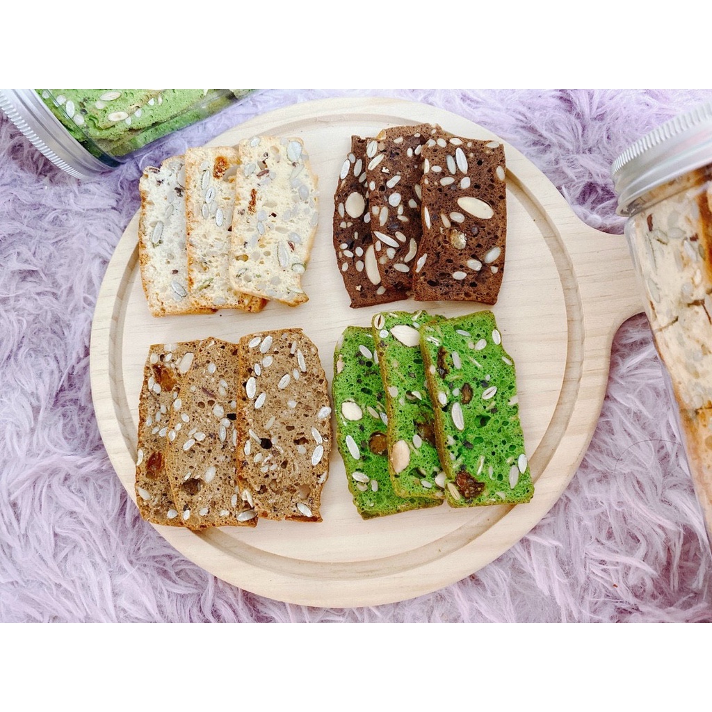 { FREE SHIP } Bánh Biscotti ăn kiêng mix 3 vị nguyên cám hủ 300G, bánh biscotti healthy