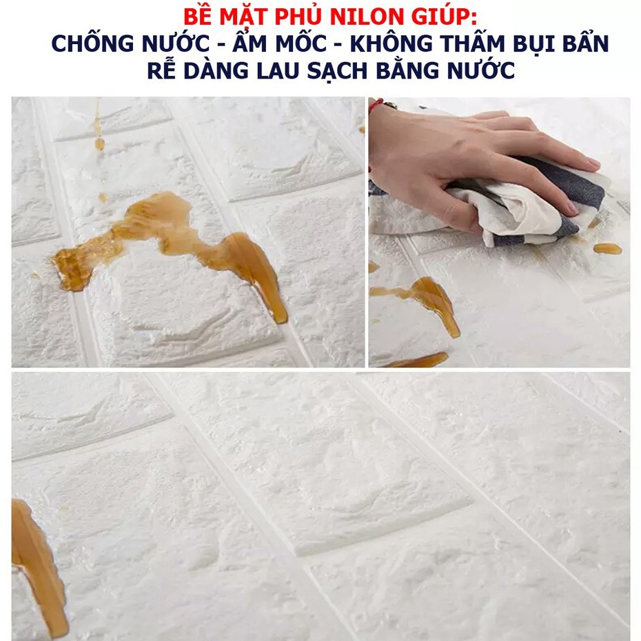 Xốp dán tường giả gạch 3D - Khổ lớn 70x77cm