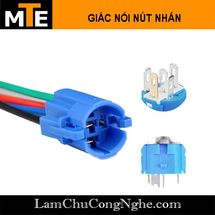 Nút nhấn giữ - nút nguồn có led 16mm 12V Xanh, Đỏ