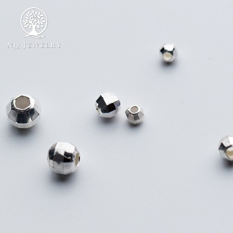 Charm bi bạc đa giác trơn xỏ ngang - NQ Jewelry