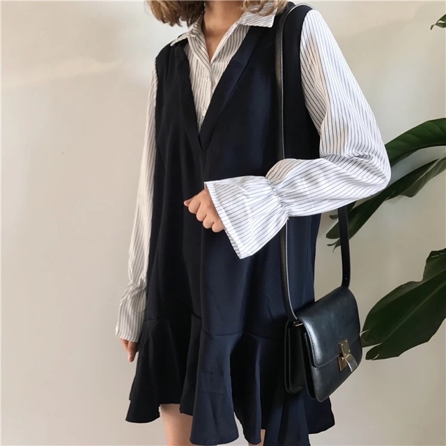 Đầm đuôi cá liền áo sơ mi thanh lịch ulzzang 🎀🎀 | BigBuy360 - bigbuy360.vn