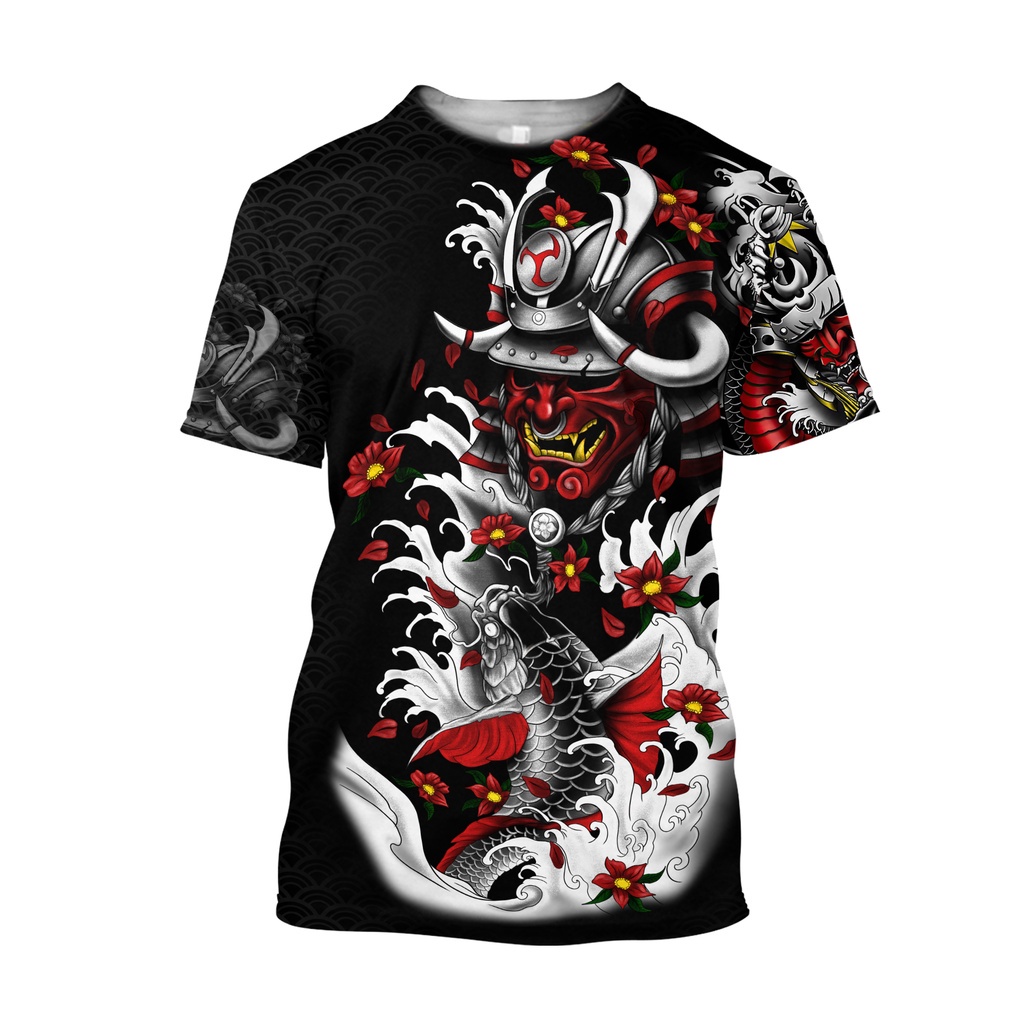Áo Thun Tay Ngắn In Hình Samurai Xăm Cá Chép 3D Thời Trang Mùa Hè Phong Cách Harajuku Cho Nam Và Nữ TX-4
