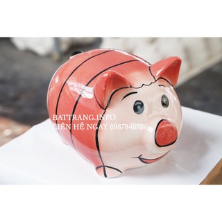 Lợn sứ Bát Tràng Piglet màu hồng đựng tiền