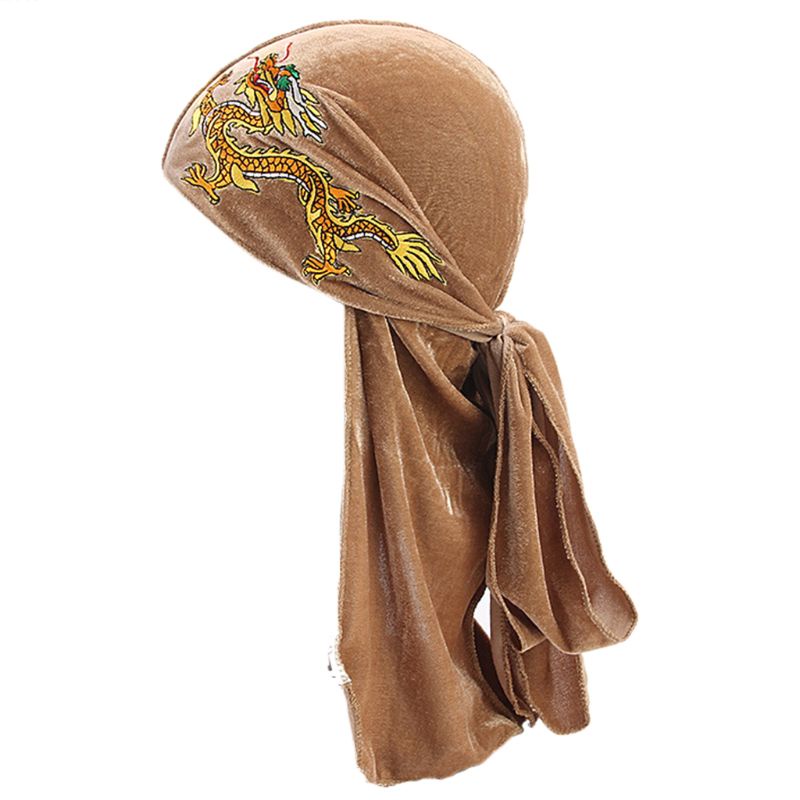 Mũ Turban Nhung Thêu Hình Rồng Phong Cách Truyền Thống Trung Hoa