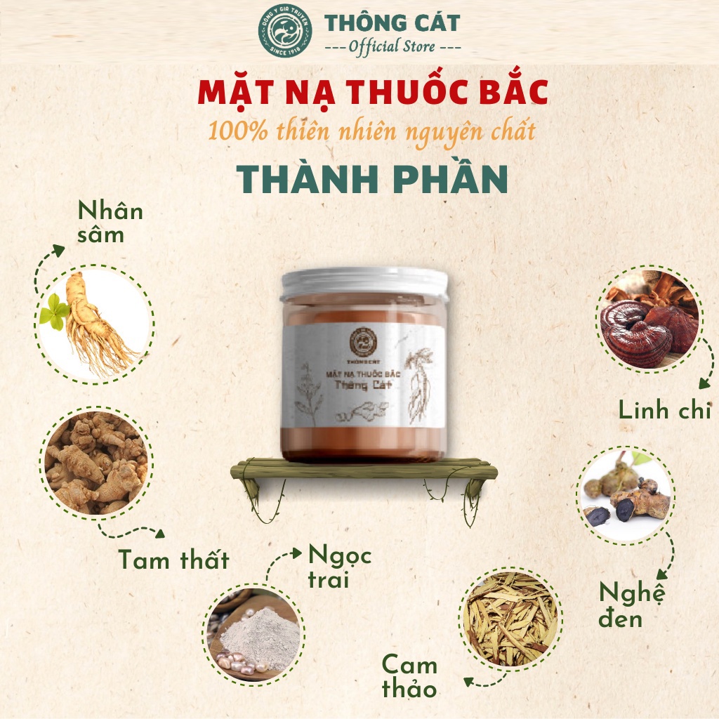 Bột mặt nạ thuốc bắc thảo mộc giúp đẹp da, mờ nám tàn nhang, dưỡng trắng da - Thảo dược gia truyền THÔNG CÁT HCM