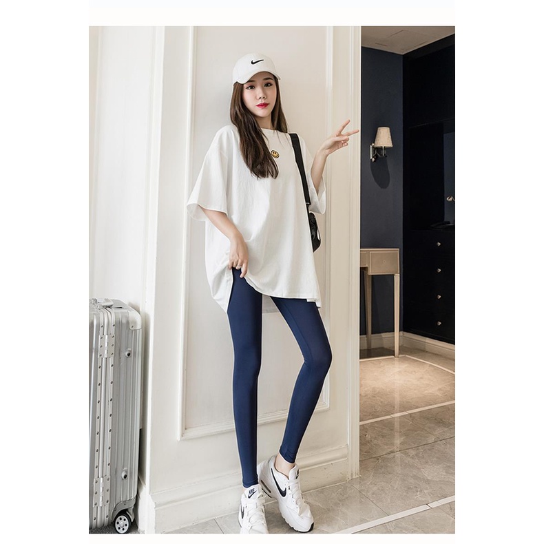 Quần Legging Lụa Bóng Lưng Cao Ôm Dáng Thời Trang Mùa Hè Cho Nữ