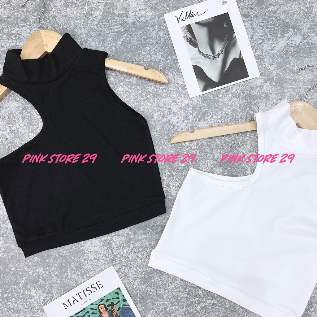 Áo ba lỗ nữ croptop cổ lọ PINKSTORE29 phong cách đường phố cá tính A5243