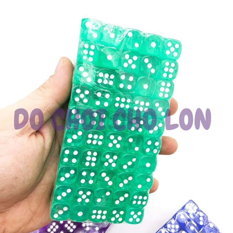 Hột xí ngầu nhiều màu xúc xắc trong suốt 14 mm bằng nhựa