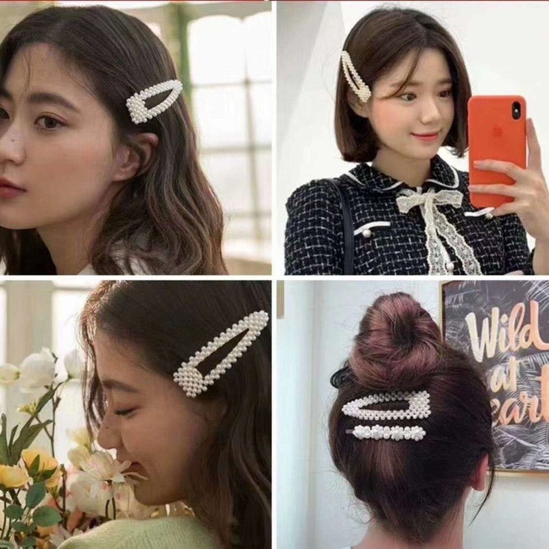 Kẹp Tóc Mái Đính Hạt Trai Nhiều Mẫu Dễ Thương Cho Bạn Gái