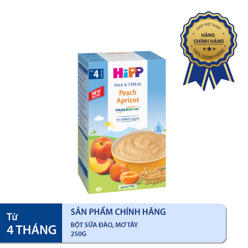 Bột ăn dặm dinh dưỡng Sữa, Đào, Mơ tây HiPP Organic 250g