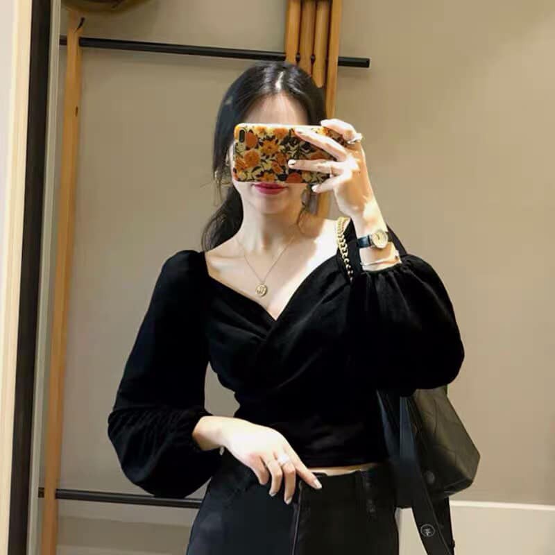 [HÀNG CÓ SĂN ] Áo nhung cổ tim siêu xinh