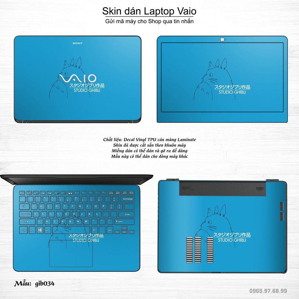 Skin dán Laptop Sony Vaio in hình Ghibli movies (inbox mã máy cho Shop)