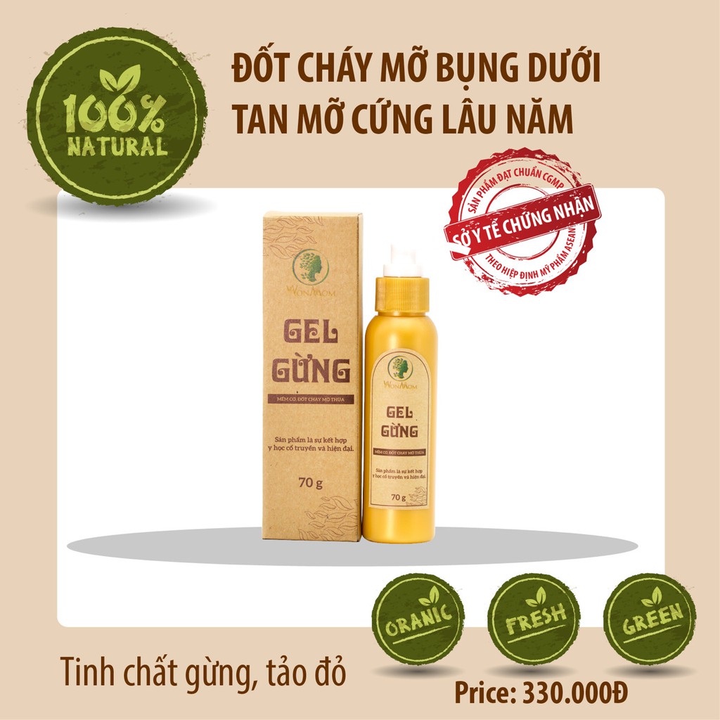 Gel gừng tan mỡ bụng giảm eo Wonmom cho Mẹ sau sinh 70gr - Việt Nam