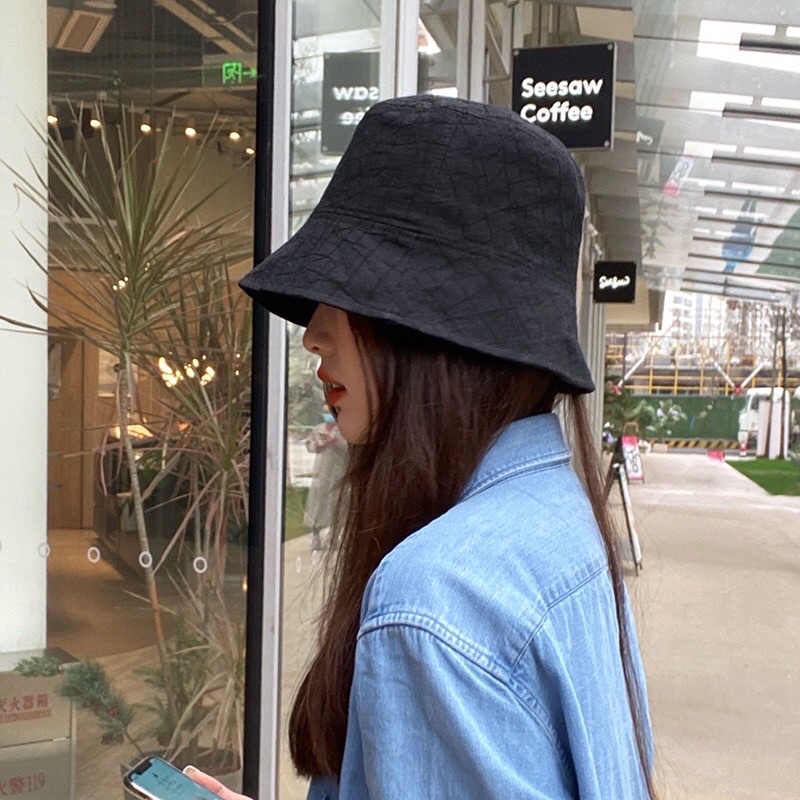 Nón Bucket Họa Tiết Kẻ Sọc Thời Trang Xuân Hè Phong Cách Hàn Quốc Cho Nữ