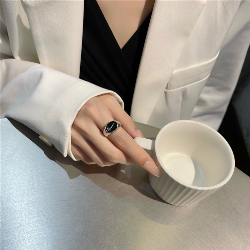 Nhẫn mở màu đen phong cách hip hop cá tính tùy chỉnh