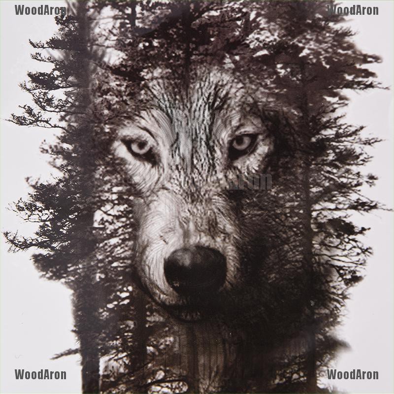 Hình xăm dán tạm thời DIY hình chó sói/rừng cỡ lớn cá tính chống thấm nước