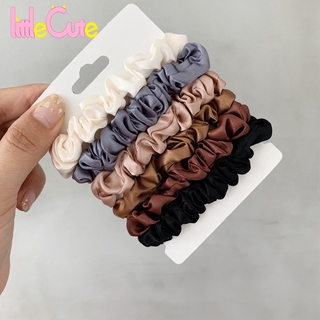 [WHOLESALE] [WHOLESALE] [6 Pcs Women Korean INS Style Satin Silk Hair Ties Rope] [solid Color Elastic Rubber Hair bands] [Girls Fairy Hair Wear]
