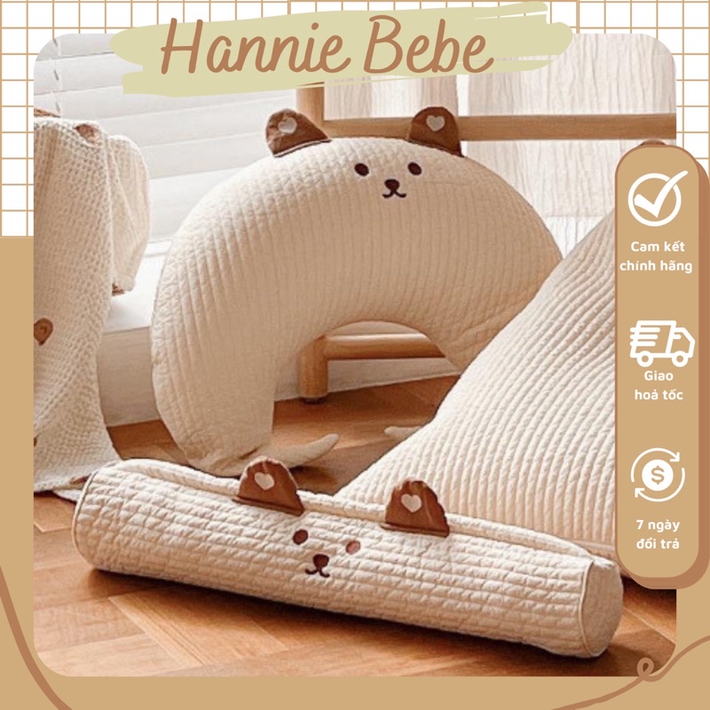 Gối Ngủ Chần Bông Cotton Tinh Khiết Hình Mặt Có Thể Tháo Rời Cho Bé