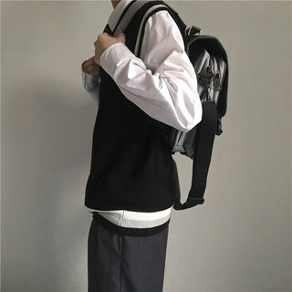 Áo gile len kẻ trơn unisex