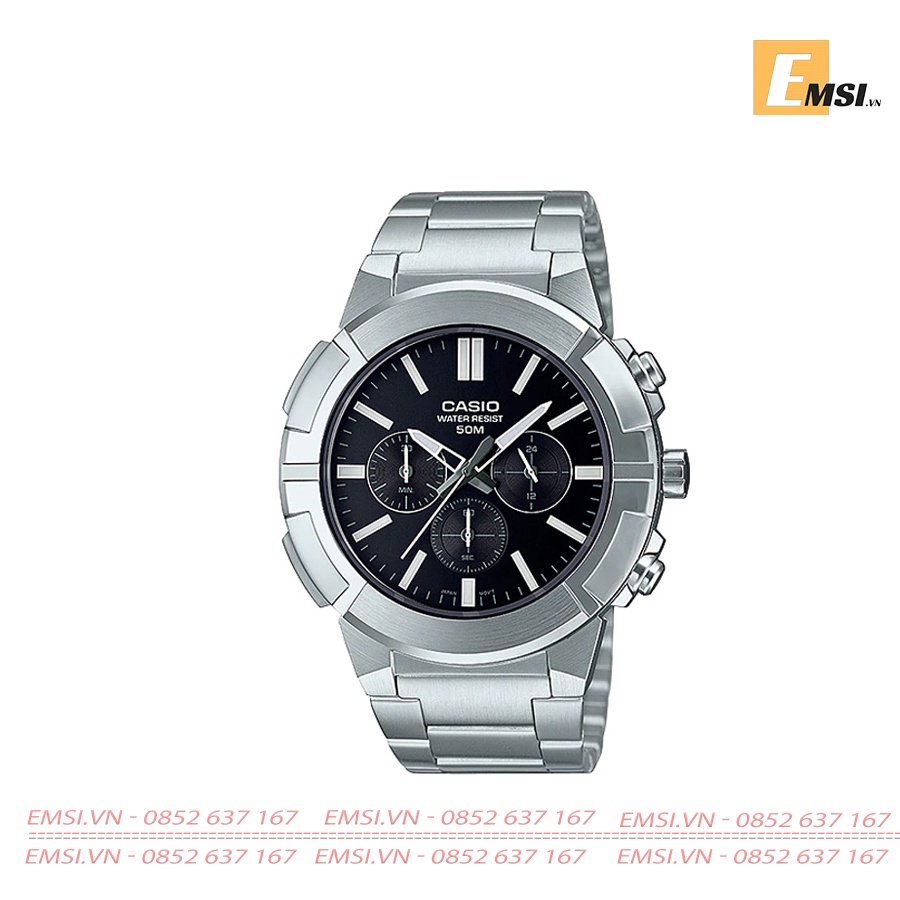 Đồng Hồ Casio Nam MTP-E500D-1A - Dây Kim Loại - Chống Nước WR50M - Size mặt 44mm EMSI.VN