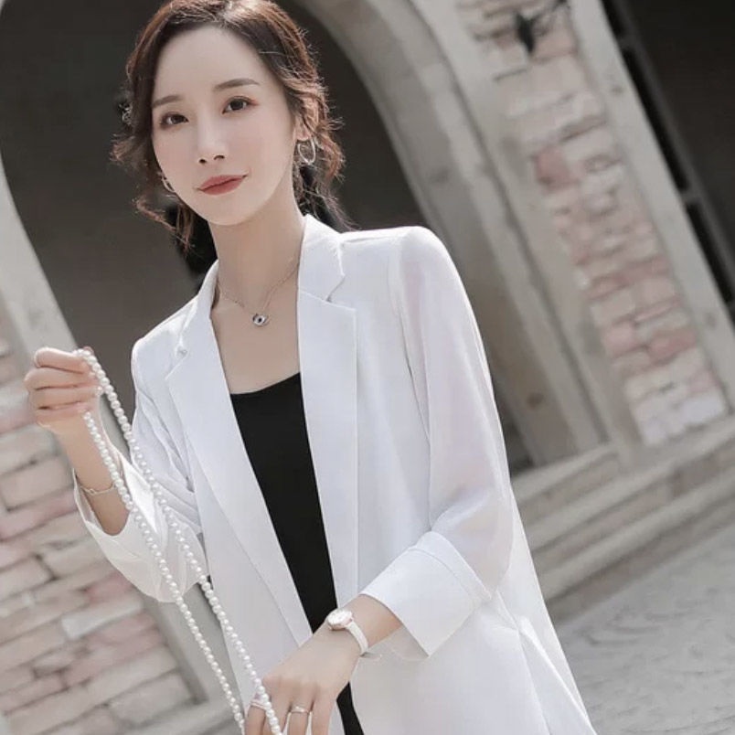 Áo Khoác Vest Vải Voan Tay Dài Dáng Rộng Chống Nắng Kiểu Hàn Quốc Thời Trang Mùa Hè Cho Nữ