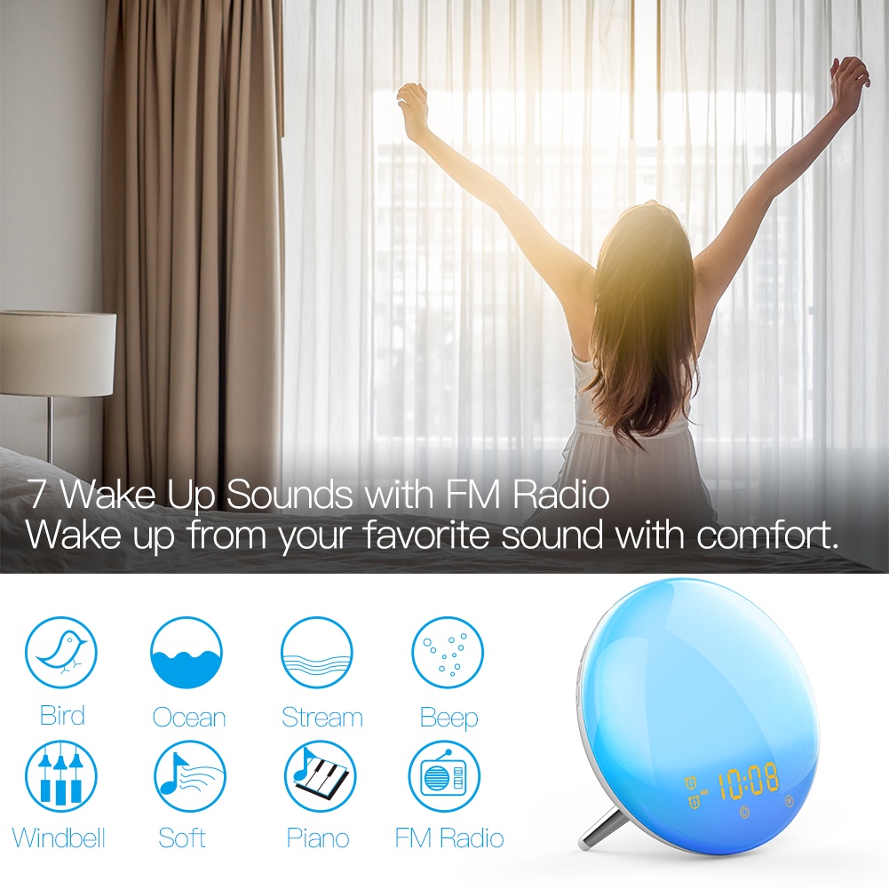 GOOGLE Đồng Hồ Báo Thức Thông Minh Kết Nối WiFi Với 7 Màu Cảnh Báo Hoàng Hôn / Hoàng Hôn