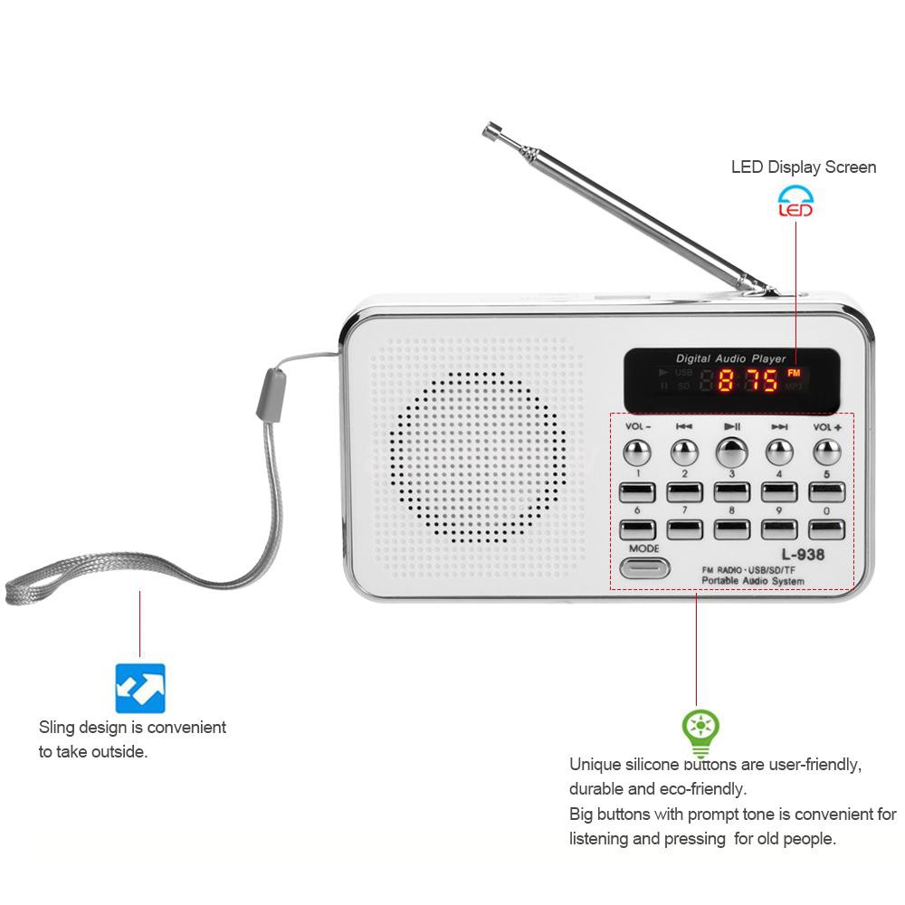 Loa phát thanh FM mini L-938 kỹ thuật số loa âm thanh nổi 3W phát nhạc MP3 độ trung thực cao