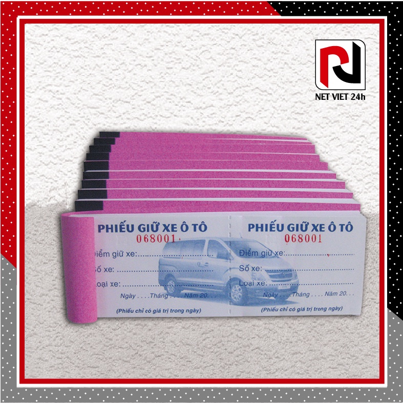Phiếu giữ xe OTO có sẵn - CÓ ĐÓNG SỐ NHẢY, SIZE: 15X5CM - CÓ NHẬN IN RIÊNG (1LỐC = 10 CUỐN)