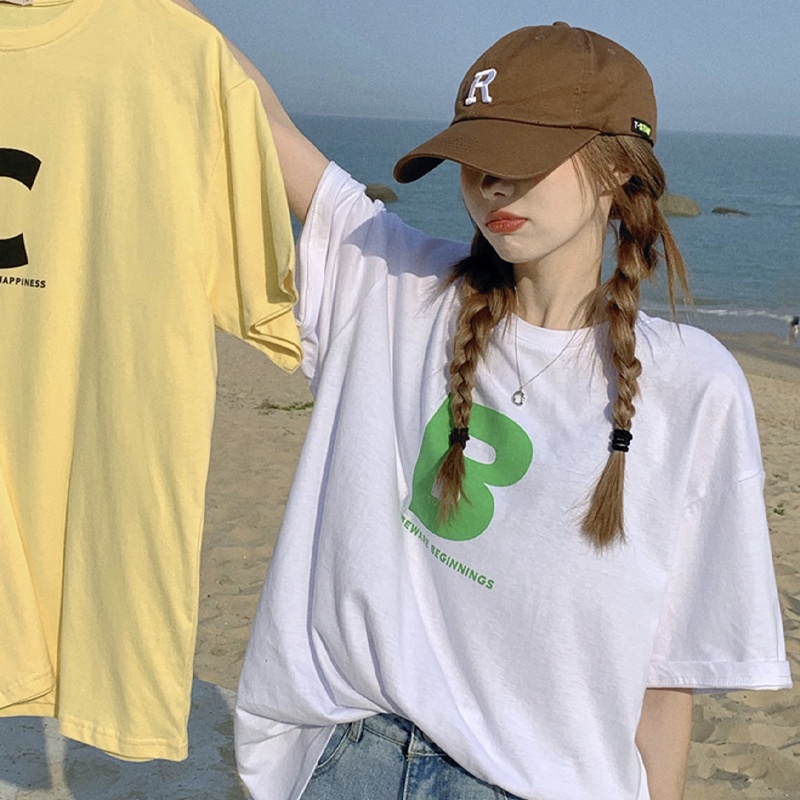 Áo thun nữ unisex tay lỡ form rộng cổ tròn đẹp in hình ABCK hàng Quảng Châu ANDOSA AT03