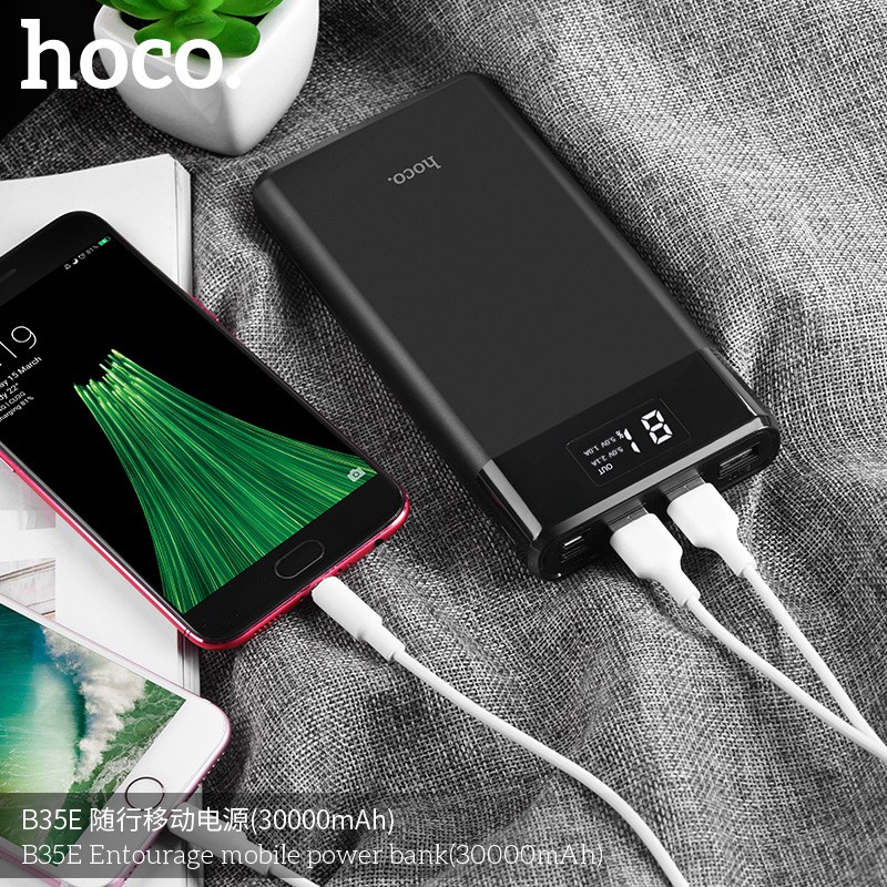 Pin Sạc Dự Phòng Hoco 30000mah 2a Có Đèn Led Cho Iphone Samsung Xiaomi Huawei Android