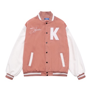 Áo Khoác Nam Nữ Nhung Tăm Jacket Varsity Graffiti King Màu Hồng V5-02