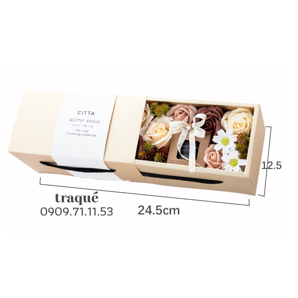 Set quà tặng nến thơm trang trí hoa sáp, sang trọng và lãng mạng