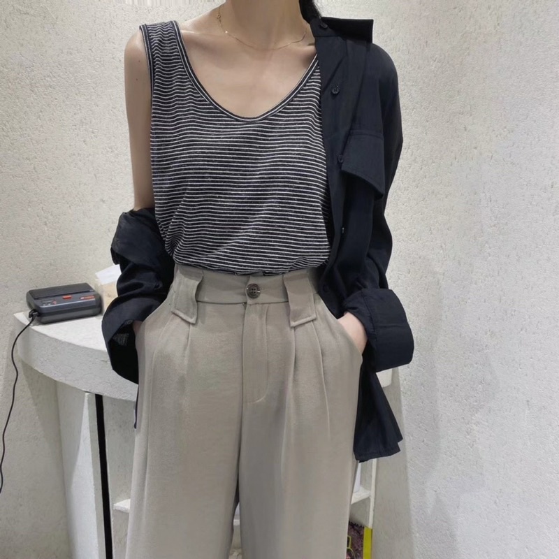 Áo thun sọc ba lỗ thời trang